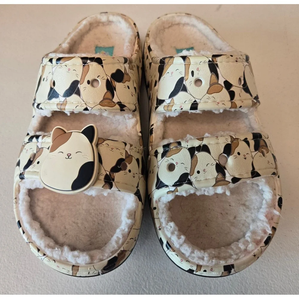Squishmallows Crocs Cat Sherpa Slippers Womens 7 Cozy Plush House Shoes Cute